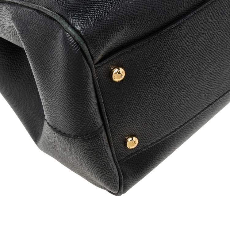 Pre Owned Dolce & Gabbana Black Leather Large Miss Sicily Top Handle Bag
