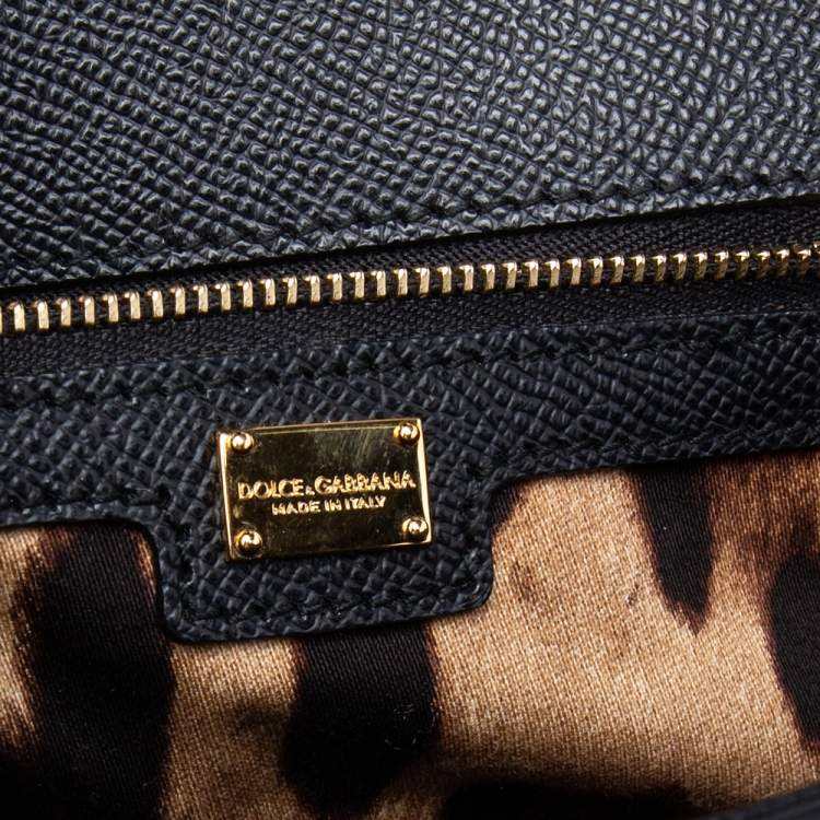 Pre Owned Dolce & Gabbana Black Leather Large Miss Sicily Top Handle Bag