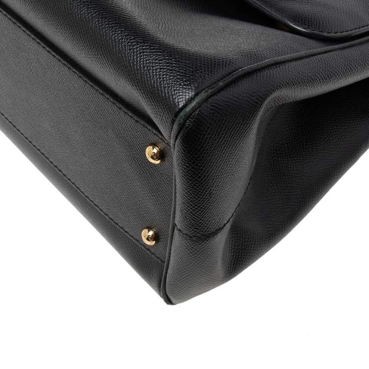 Pre Owned Dolce & Gabbana Black Leather Large Miss Sicily Top Handle Bag