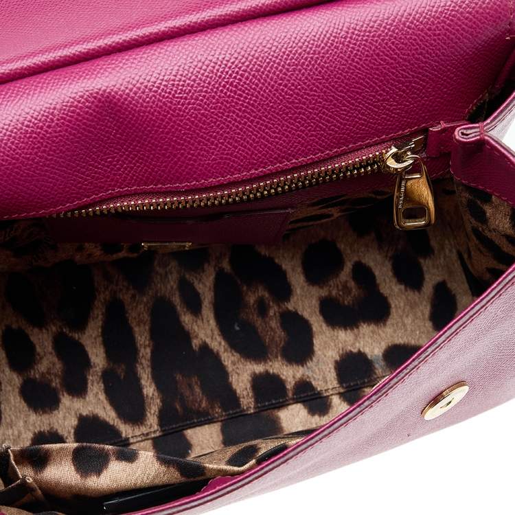 Pre Owned Dolce & Gabbana Pink Leather Medium Miss Sicily Top Handle Bag