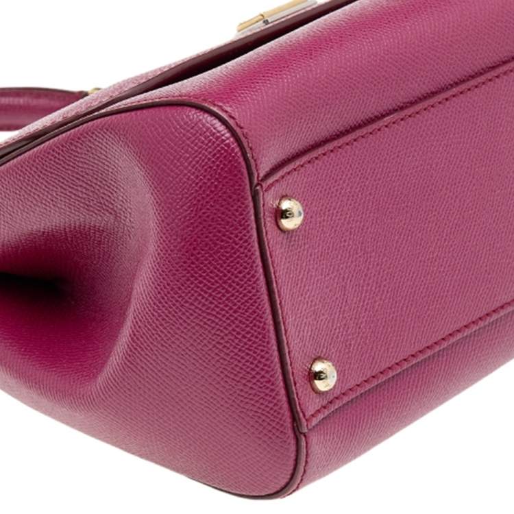 Pre Owned Dolce & Gabbana Pink Leather Medium Miss Sicily Top Handle Bag