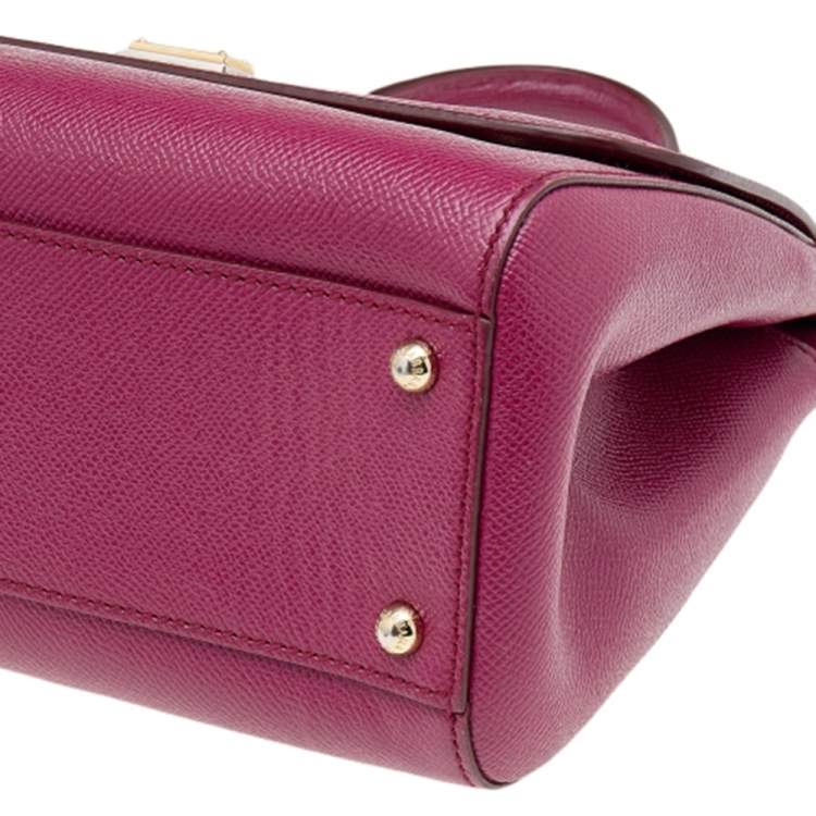 Pre Owned Dolce & Gabbana Pink Leather Medium Miss Sicily Top Handle Bag