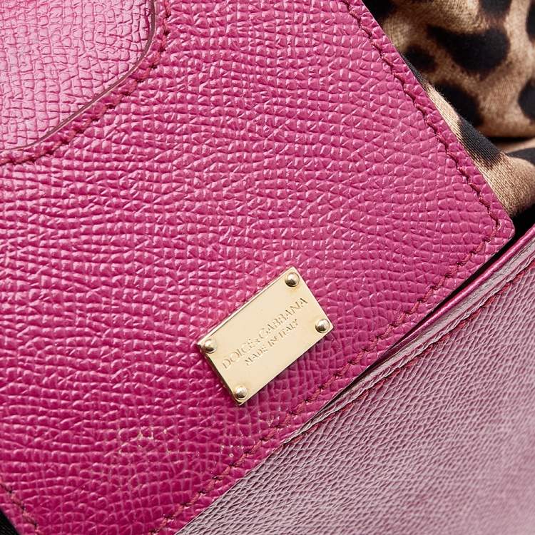 Pre Owned Dolce & Gabbana Pink Leather Medium Miss Sicily Top Handle Bag
