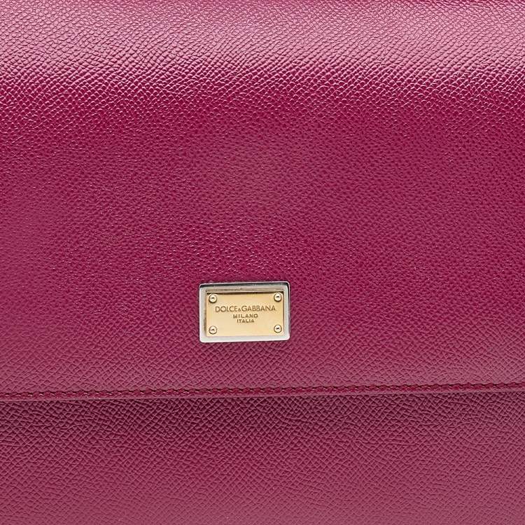 Pre Owned Dolce & Gabbana Pink Leather Medium Miss Sicily Top Handle Bag