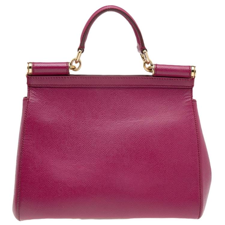 Pre Owned Dolce & Gabbana Pink Leather Medium Miss Sicily Top Handle Bag