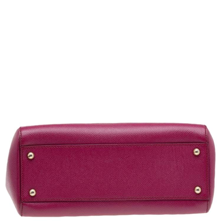Pre Owned Dolce & Gabbana Pink Leather Medium Miss Sicily Top Handle Bag