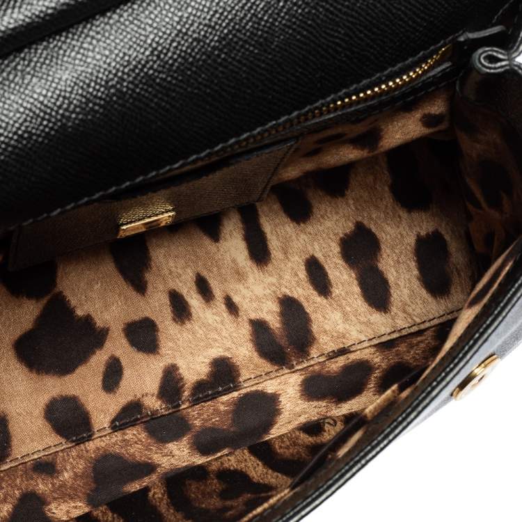 Pre Owned Dolce & Gabbana Black Leather Medium Miss Sicily Top Handle Bag