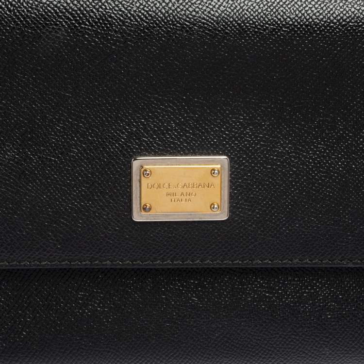 Pre Owned Dolce & Gabbana Black Leather Medium Miss Sicily Top Handle Bag