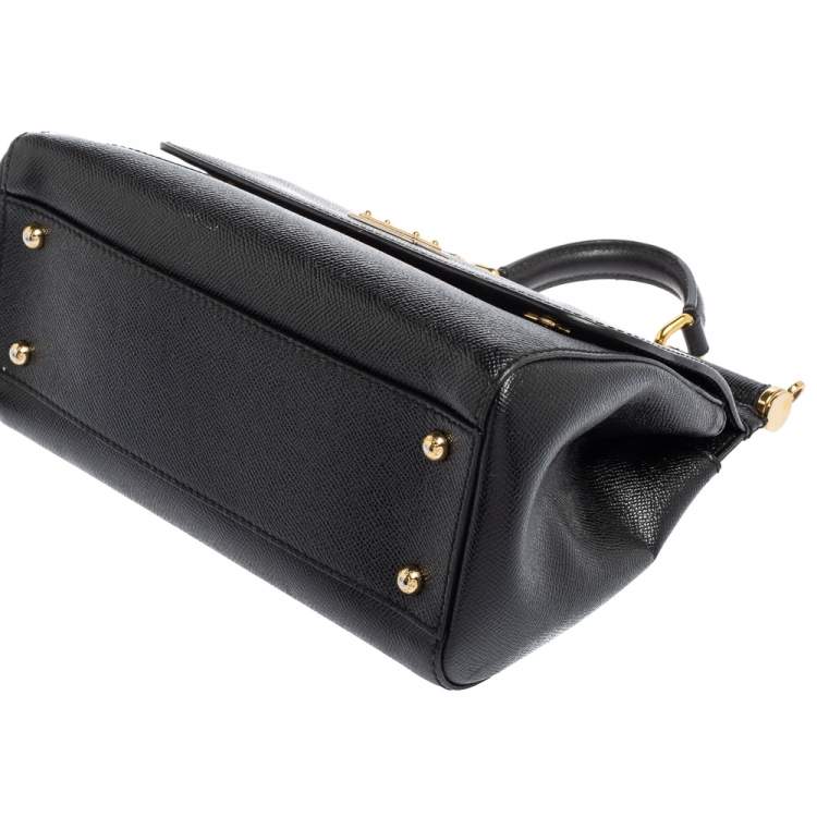 Pre Owned Dolce & Gabbana Black Leather Medium Miss Sicily Top Handle Bag