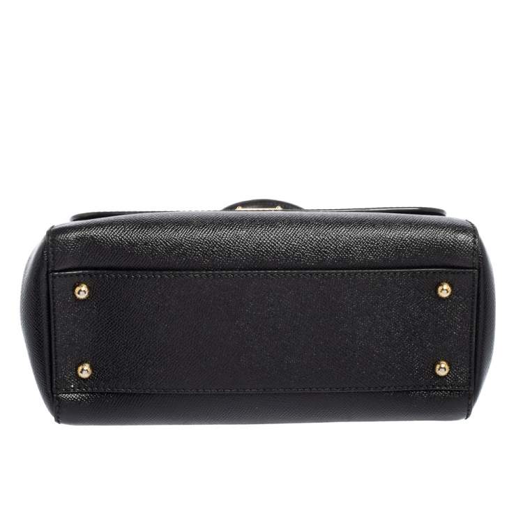 Pre Owned Dolce & Gabbana Black Leather Medium Miss Sicily Top Handle Bag