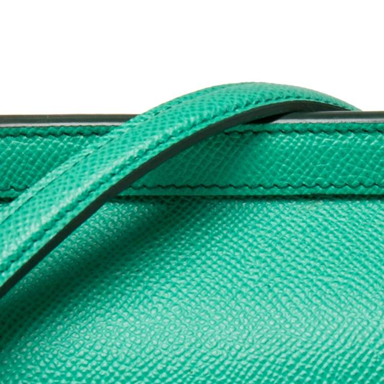 Pre Owned Dolce & Gabbana Green Leather Medium Miss Sicily Top Handle Bag