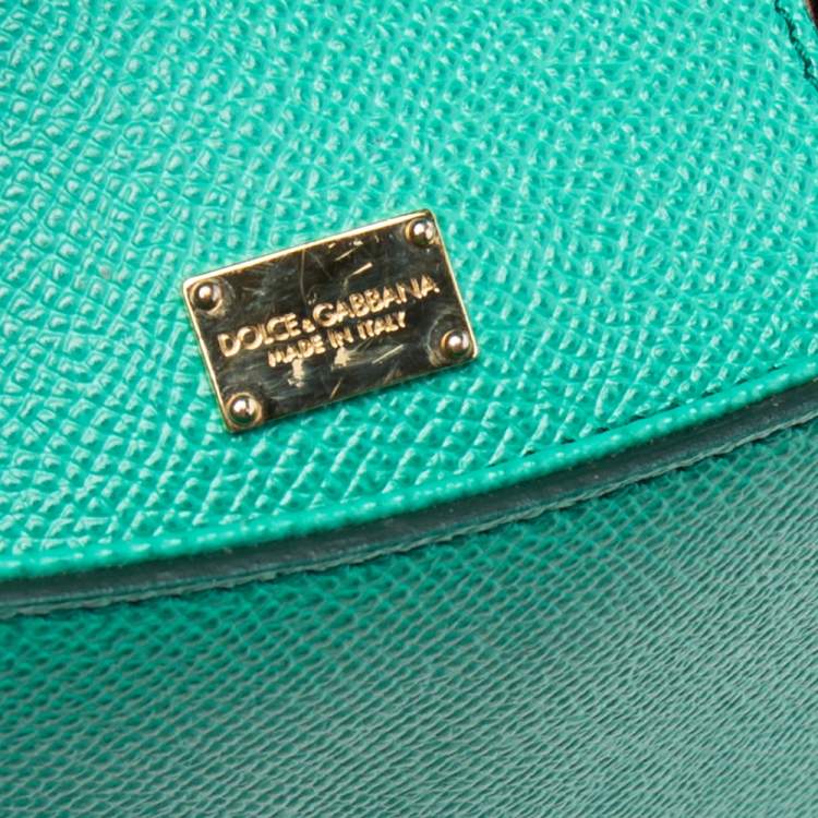 Pre Owned Dolce & Gabbana Green Leather Medium Miss Sicily Top Handle Bag