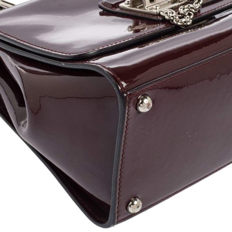 Pre Owned Dolce & Gabbana Burgundy Patent Leather Small Miss Monica Top Handle Bag