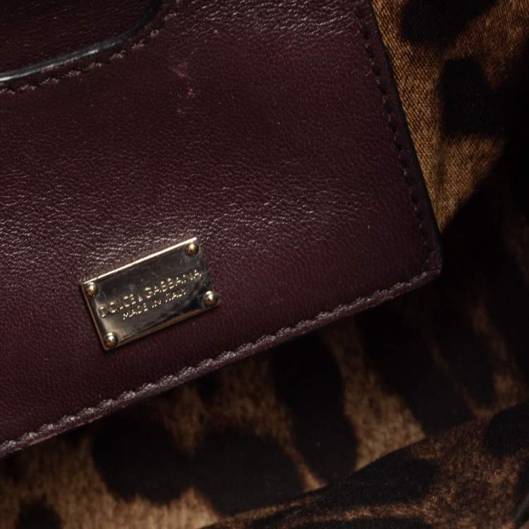 Pre Owned Dolce & Gabbana Burgundy Patent Leather Small Miss Monica Top Handle Bag