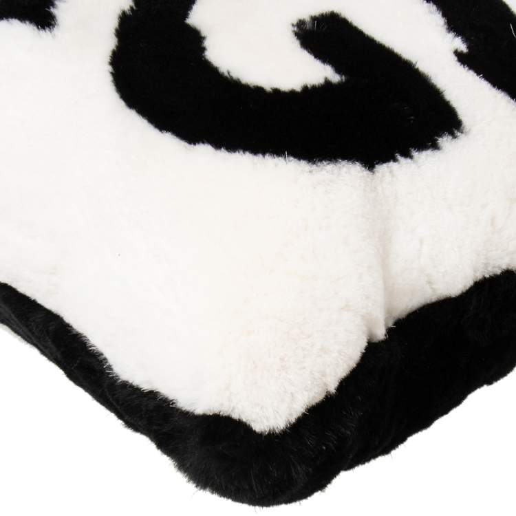 Pre Owned Dolce & Gabbana Black/White Fur and Leather Cleo Shoulder Bag