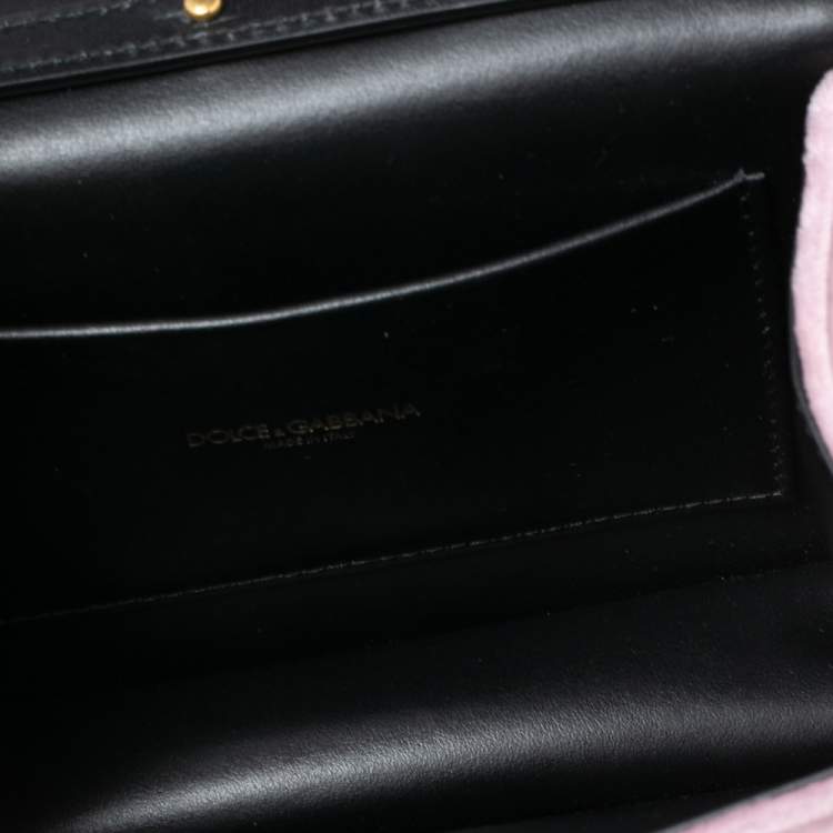 Pre Owned Dolce & Gabbana Pink Velvet Small Devotion Top Handle Bag