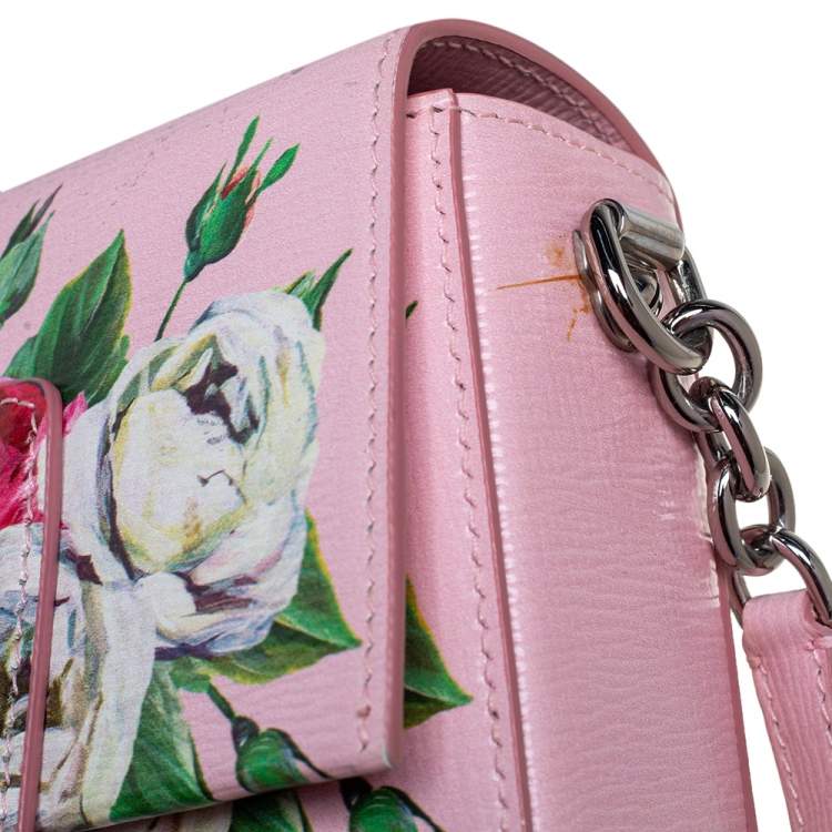 Pre Owned Dolce & Gabbana Pink Leather Mini DG Millennials Flap Shoulder Bag