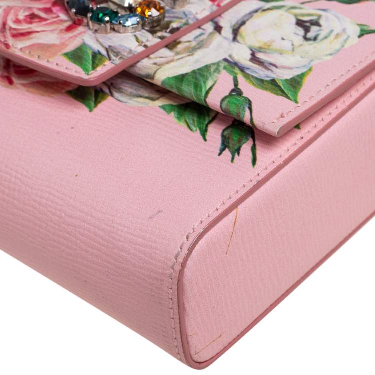 Pre Owned Dolce & Gabbana Pink Leather Mini DG Millennials Flap Shoulder Bag
