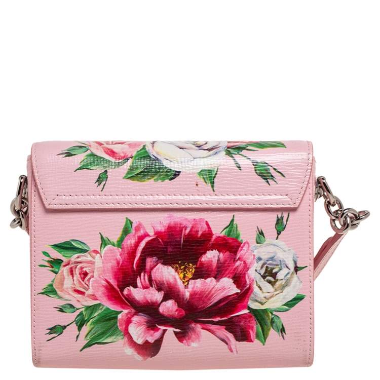 Pre Owned Dolce & Gabbana Pink Leather Mini DG Millennials Flap Shoulder Bag