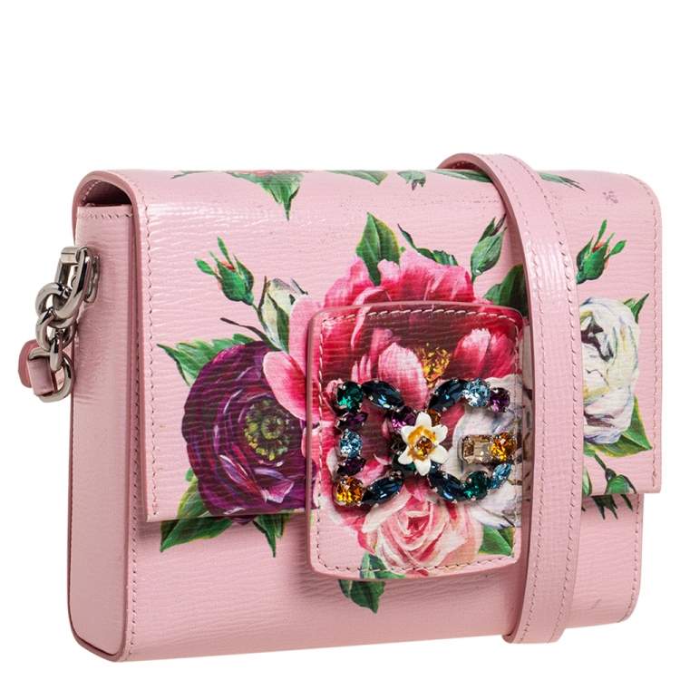 Pre Owned Dolce & Gabbana Pink Leather Mini DG Millennials Flap Shoulder Bag