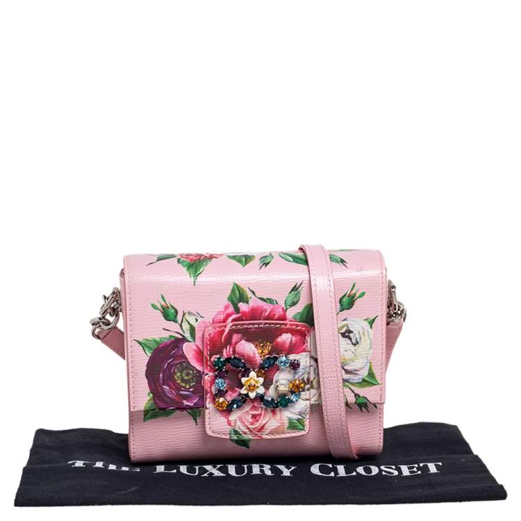 Pre Owned Dolce & Gabbana Pink Leather Mini DG Millennials Flap Shoulder Bag