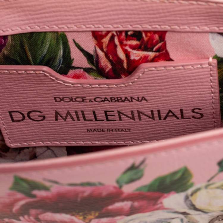 Pre Owned Dolce & Gabbana Pink Leather Mini DG Millennials Flap Shoulder Bag