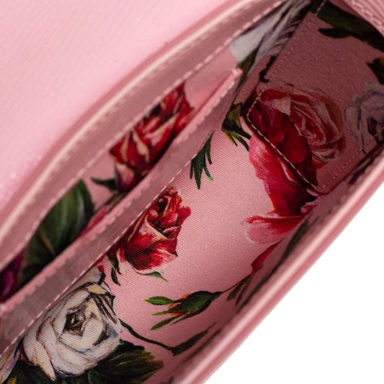 Pre Owned Dolce & Gabbana Pink Leather Mini DG Millennials Flap Shoulder Bag