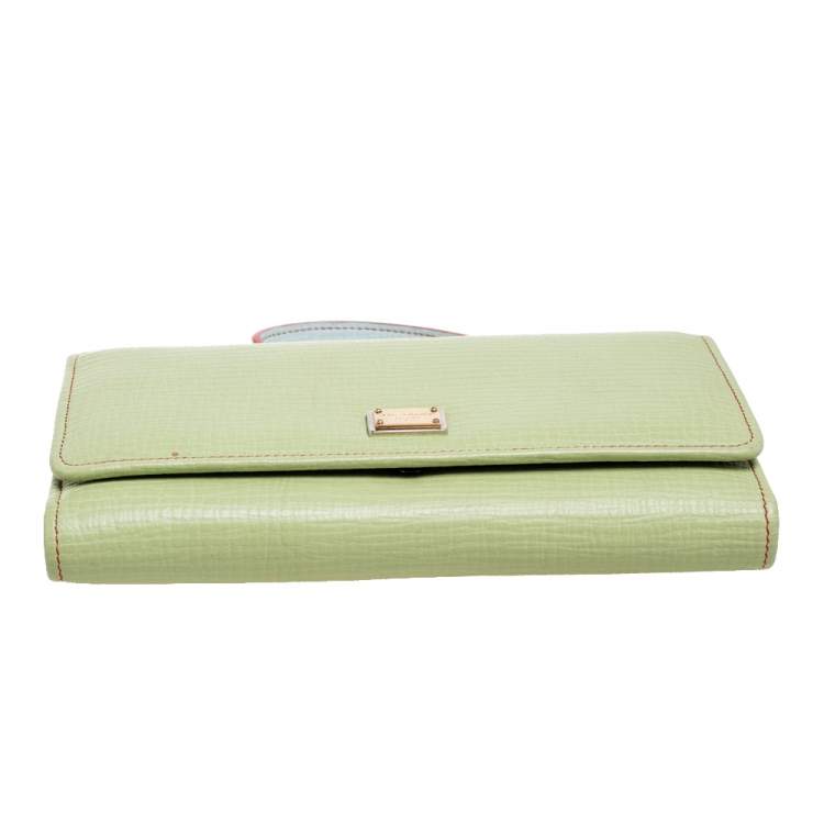 Pre Owned Dolce & Gabbana Green Leather Miss Sicily Von Wallet on Chain