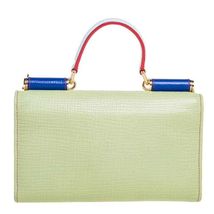 Pre Owned Dolce & Gabbana Green Leather Miss Sicily Von Wallet on Chain