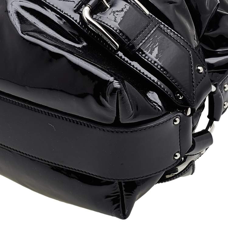Pre Owned Dolce & Gabbana Black Patent Leather Miss Loop Satchel