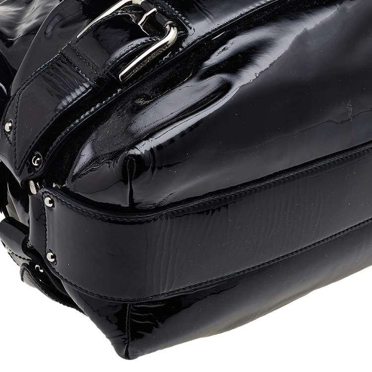 Pre Owned Dolce & Gabbana Black Patent Leather Miss Loop Satchel