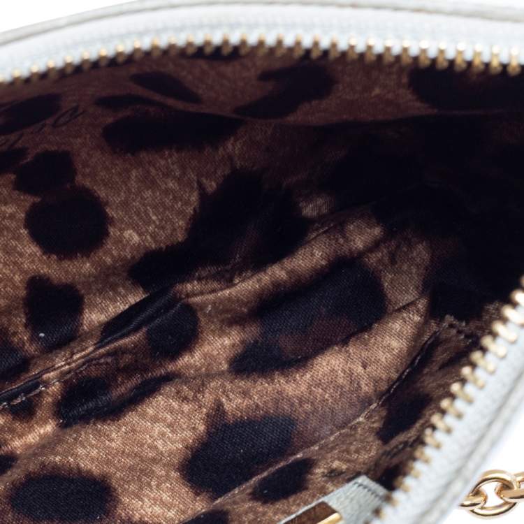 Pre Owned Dolce & Gabbana White Leather Chain Pouch