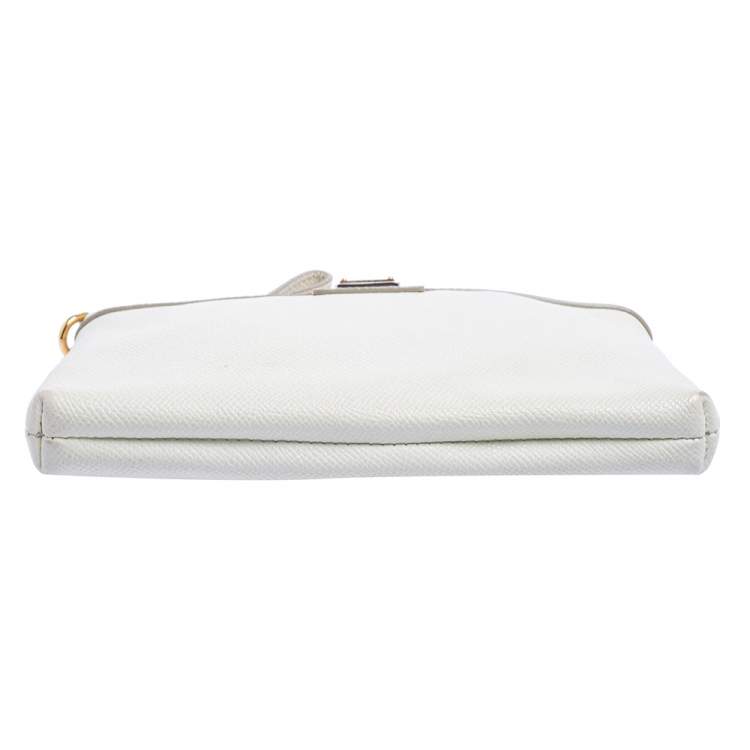 Pre Owned Dolce & Gabbana White Leather Chain Pouch