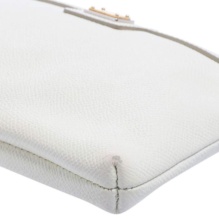 Pre Owned Dolce & Gabbana White Leather Chain Pouch