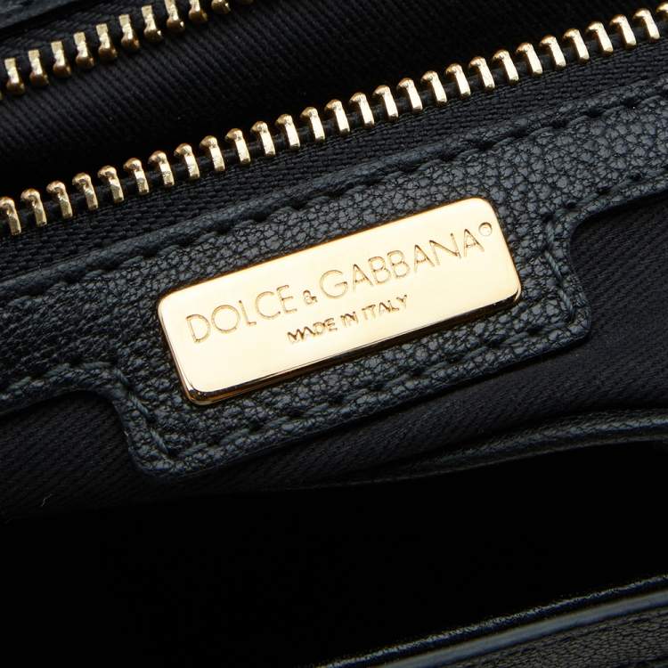 Pre Owned Dolce & Gabbana Blue/Brown Leopard Print Raffia Large Miss Sicily Top Handle Bag