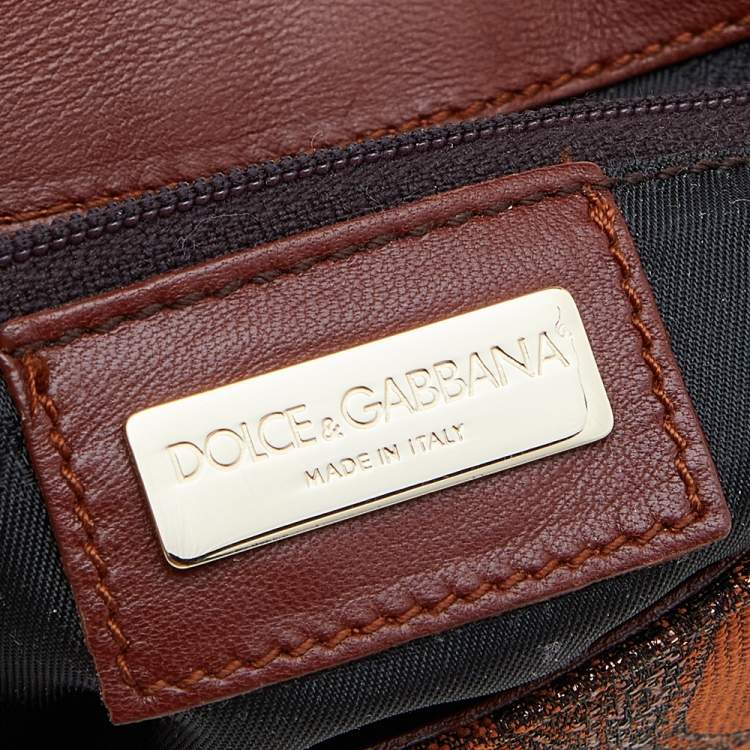 Pre Owned Dolce & Gabbana Multicolor Eel Leather And Brocade Fabric Shoulder Bag