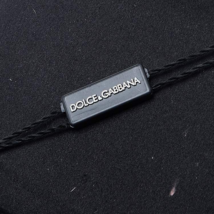 Pre Owned Dolce & Gabbana Black Satin Crystal Embellished Flap Chain Clutch