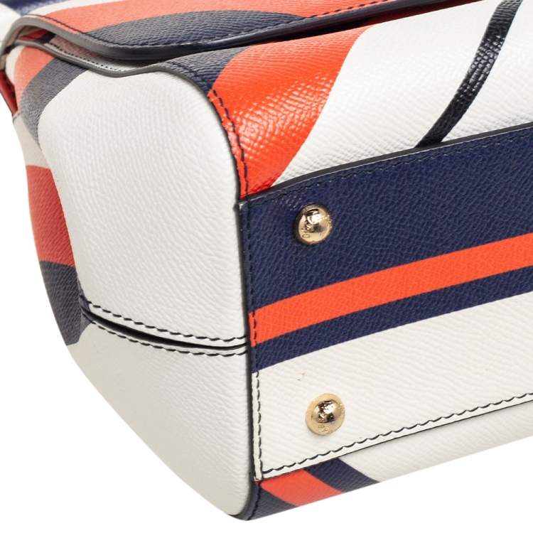 Pre Owned Dolce & Gabbana Multicolor Striped Leather Medium Miss Sicily Top Handle Bag