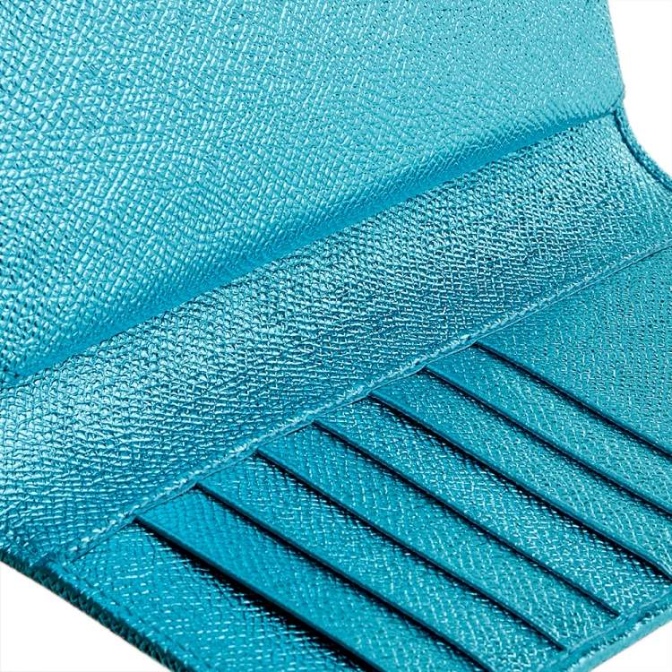 Pre Owned Dolce & Gabbana Metallic Turquoise Leather Miss Sicily Von Wallet on Chain