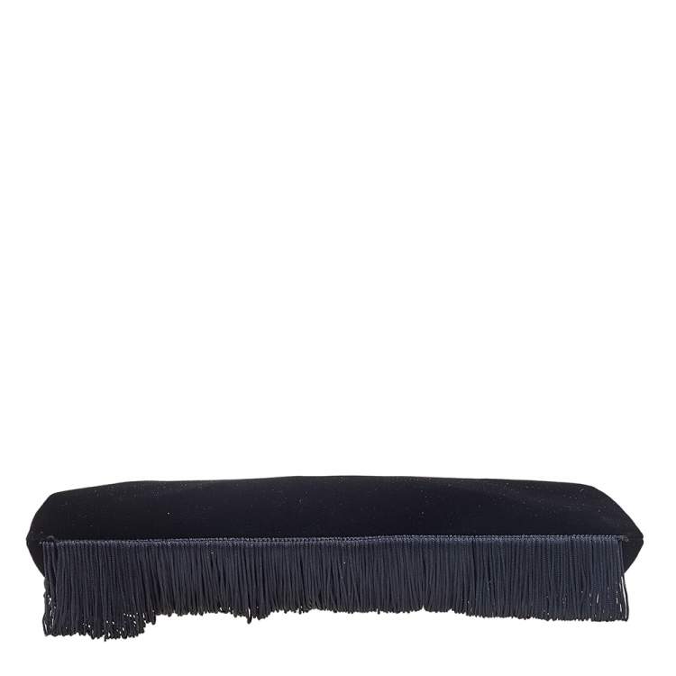 Pre Owned Dolce & Gabbana Black Velvet Fringe Clutch