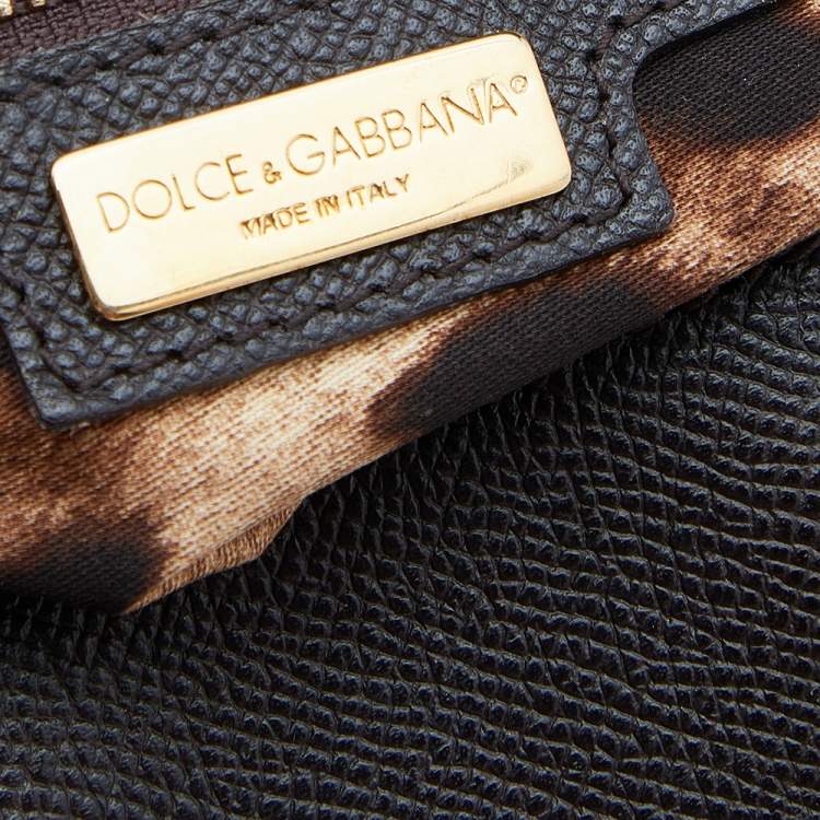 Pre Owned Dolce & Gabbana Dark Brown Leather Medium Miss Sicily Top Handle Bag