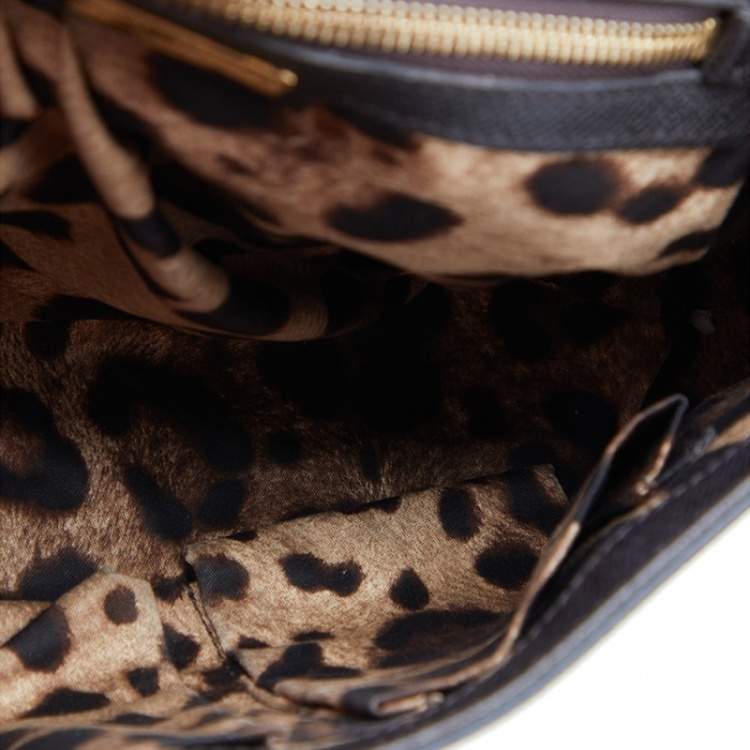 Pre Owned Dolce & Gabbana Dark Brown Leather Medium Miss Sicily Top Handle Bag