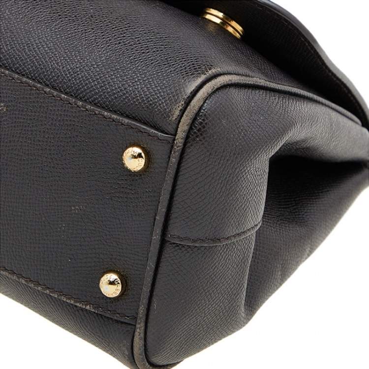 Pre Owned Dolce & Gabbana Dark Brown Leather Medium Miss Sicily Top Handle Bag