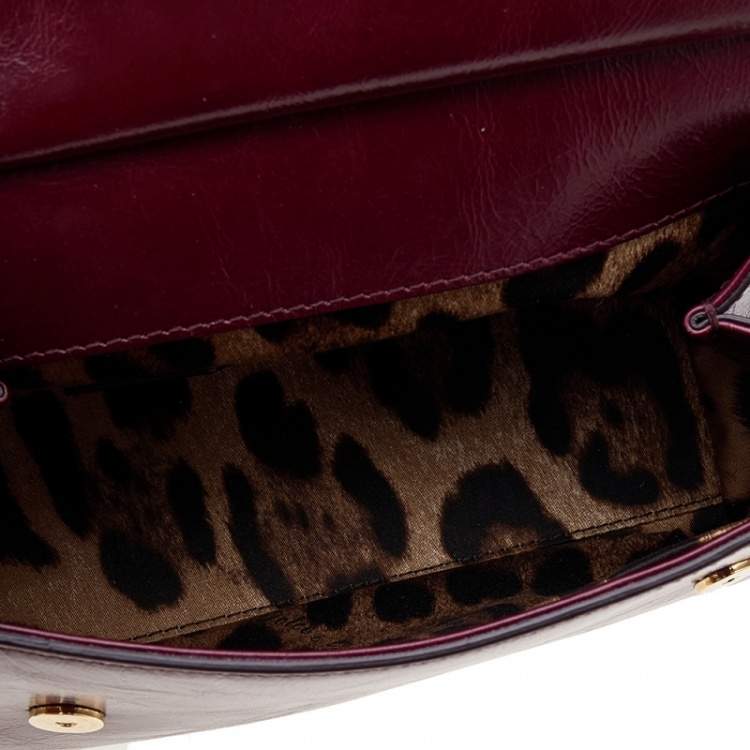مملوكة مسبقًا Dolce & Gabbana Burgundy Leather Small Miss Sicily Top Handle Bag