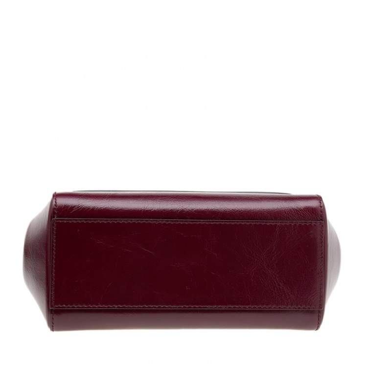 مملوكة مسبقًا Dolce & Gabbana Burgundy Leather Small Miss Sicily Top Handle Bag