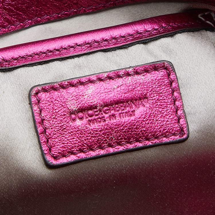 Pre Owned Dolce & Gabbana Metallic Pink Leather Chain Shoulder Bag