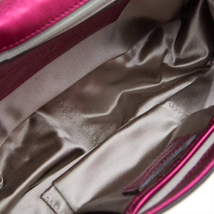Pre Owned Dolce & Gabbana Metallic Pink Leather Chain Shoulder Bag