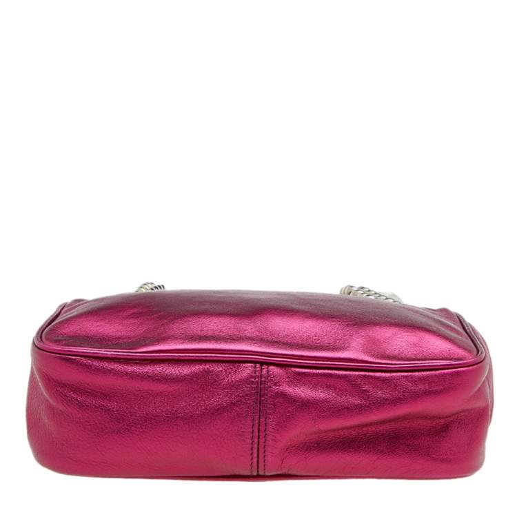 Pre Owned Dolce & Gabbana Metallic Pink Leather Chain Shoulder Bag