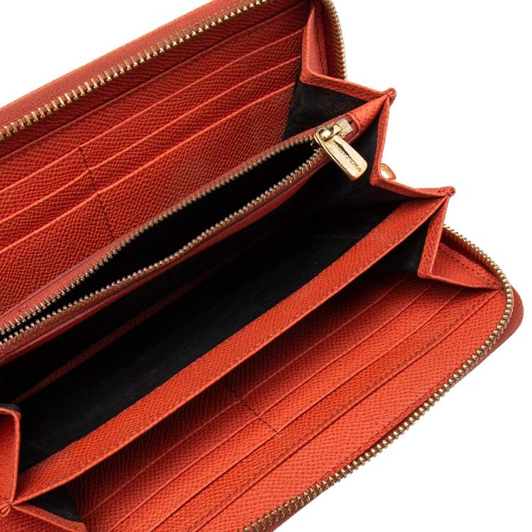 Pre Owned Dolce & Gabbana Coral Orange Leather Megan Dome Satchel