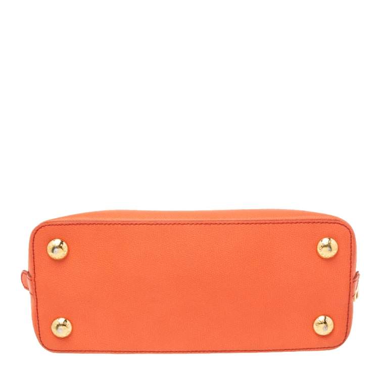 Pre Owned Dolce & Gabbana Coral Orange Leather Megan Dome Satchel